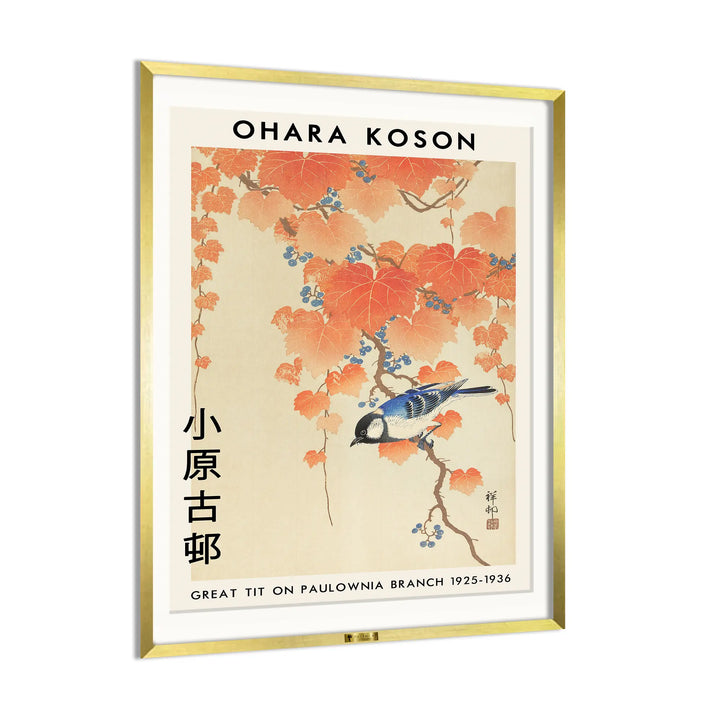 Great Tit on Paulownia Branch By Ohara Koson