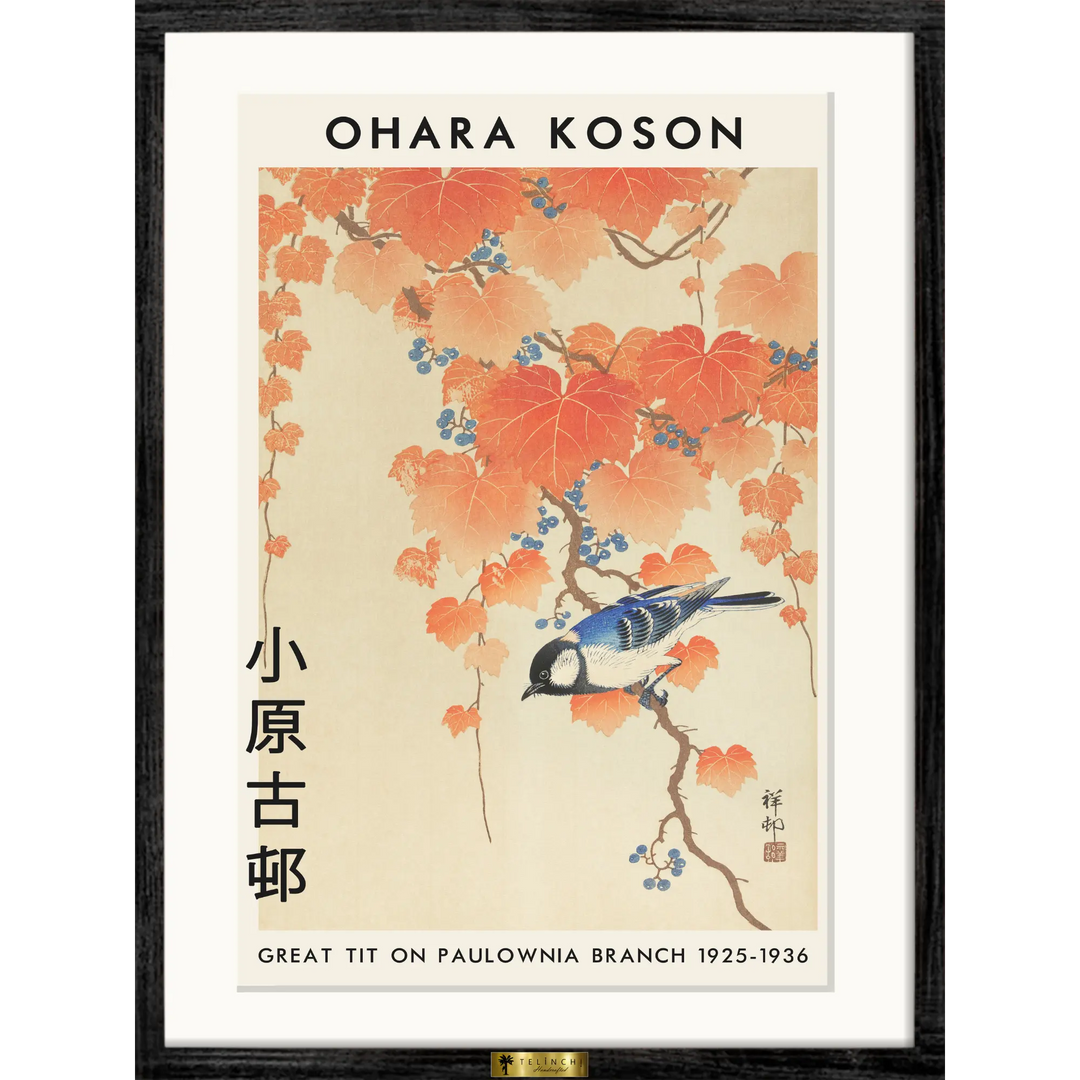 Great Tit on Paulownia Branch By Ohara Koson