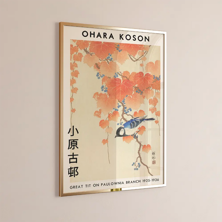 Great Tit on Paulownia Branch By Ohara Koson