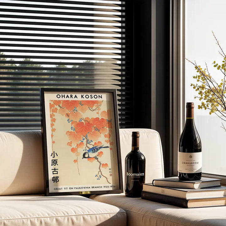 Great Tit on Paulownia Branch By Ohara Koson