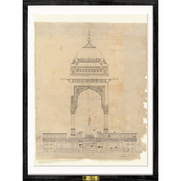 Architectural Drawing of a Domed Pavilion