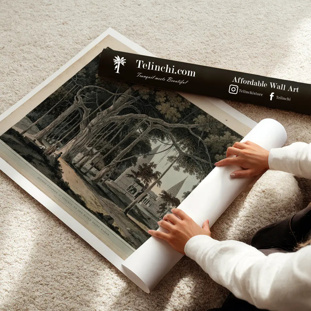 Hindoo Temples at Agouree, by Thomas Daniell