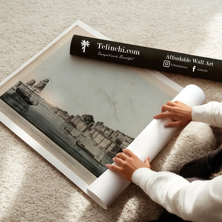 Ramnuggur near Benares, on the River Ganges by Thomas Daniell