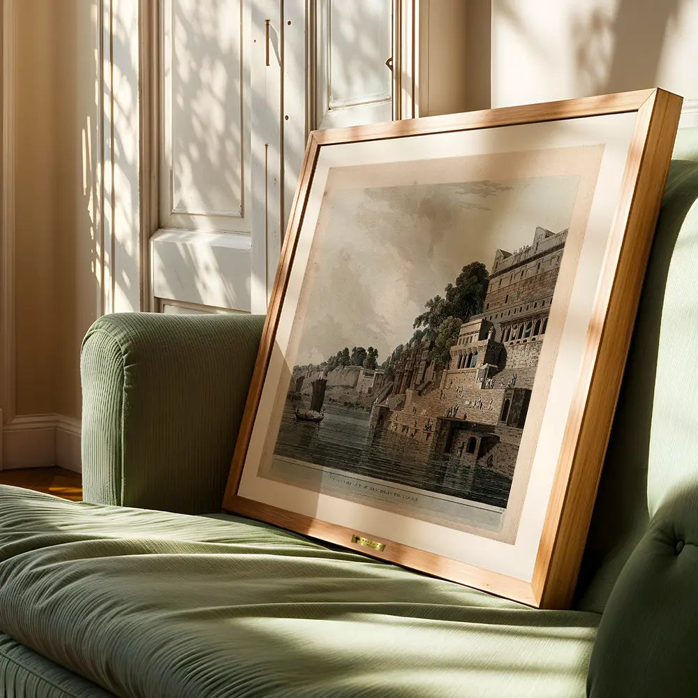 The Man Mandir Ghat, Benares, on the Ganges by Thomas Daniell