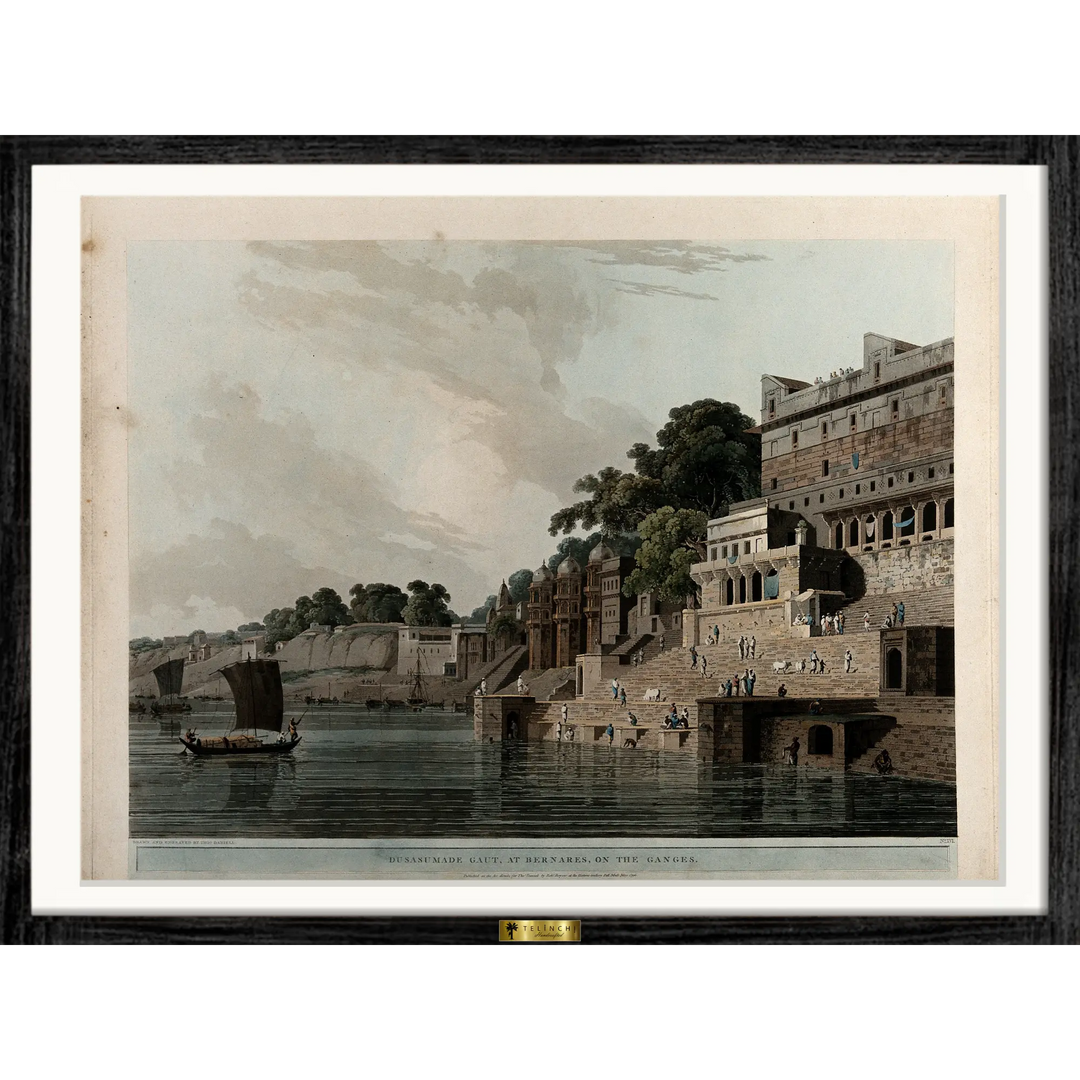 The Man Mandir Ghat, Benares, on the Ganges by Thomas Daniell