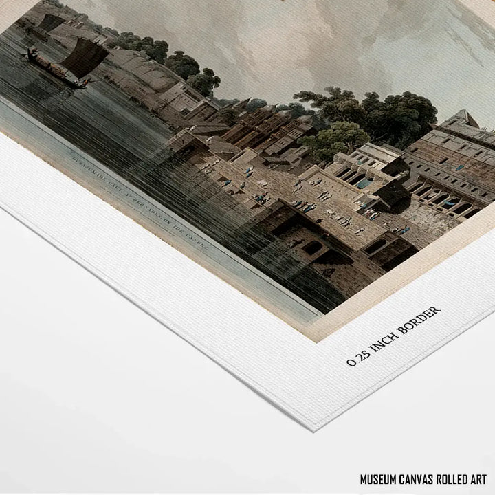 The Man Mandir Ghat, Benares, on the Ganges by Thomas Daniell