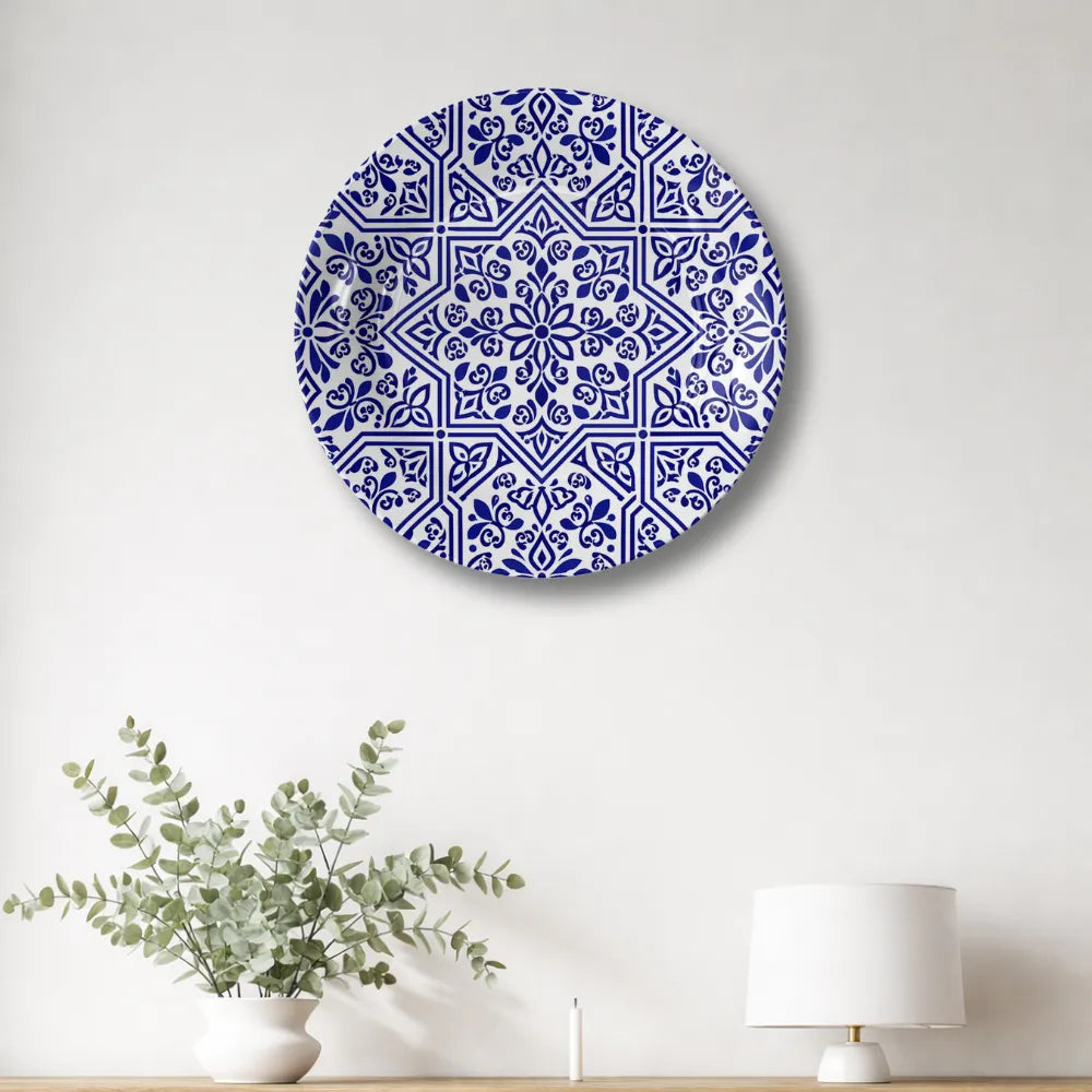 Royal Blue & White Floral Star Geometric Mandala