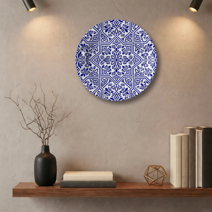 Royal Blue & White Floral Star Geometric Mandala