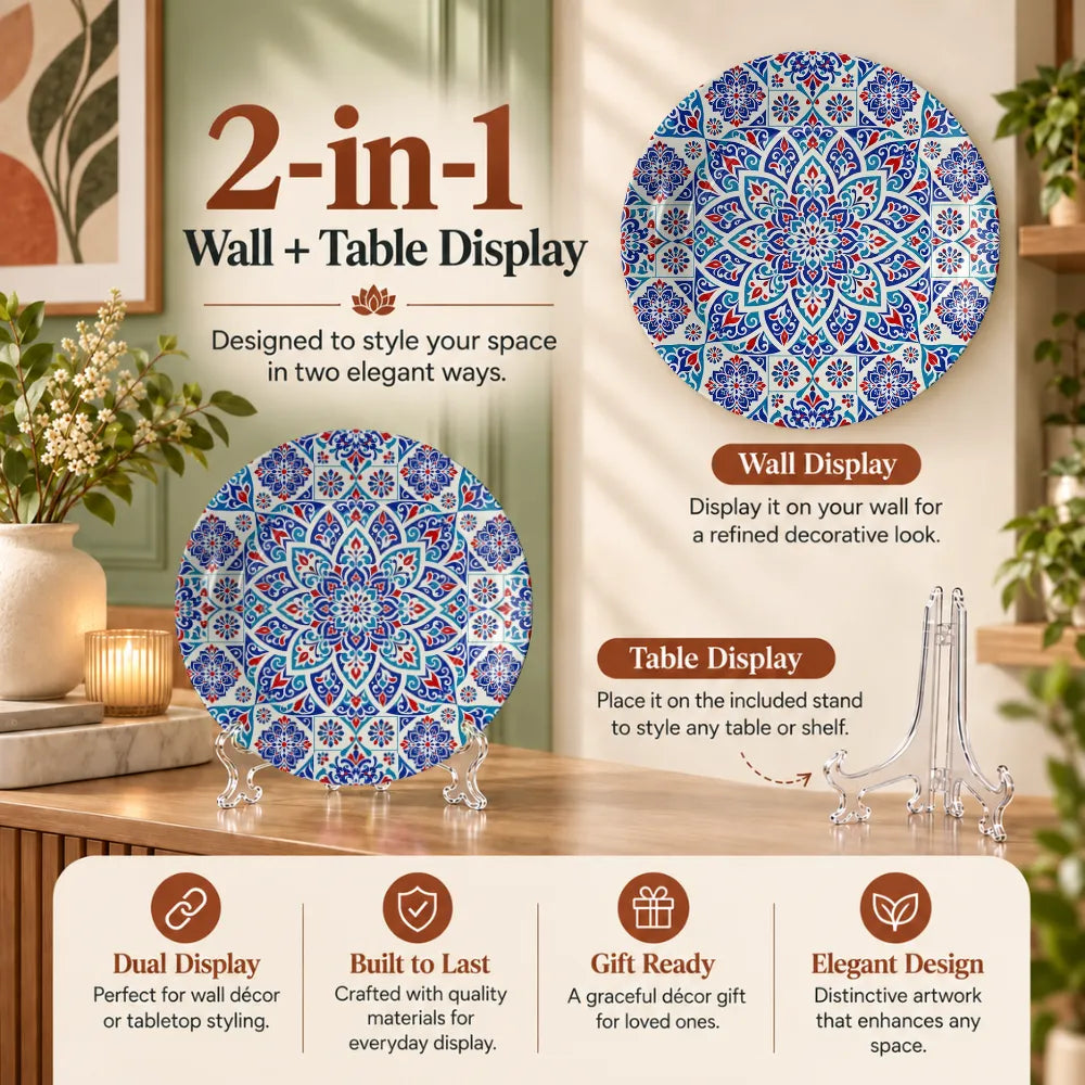 Telinchi Blue Pottery Floral Mandala Ceramic Art Plate