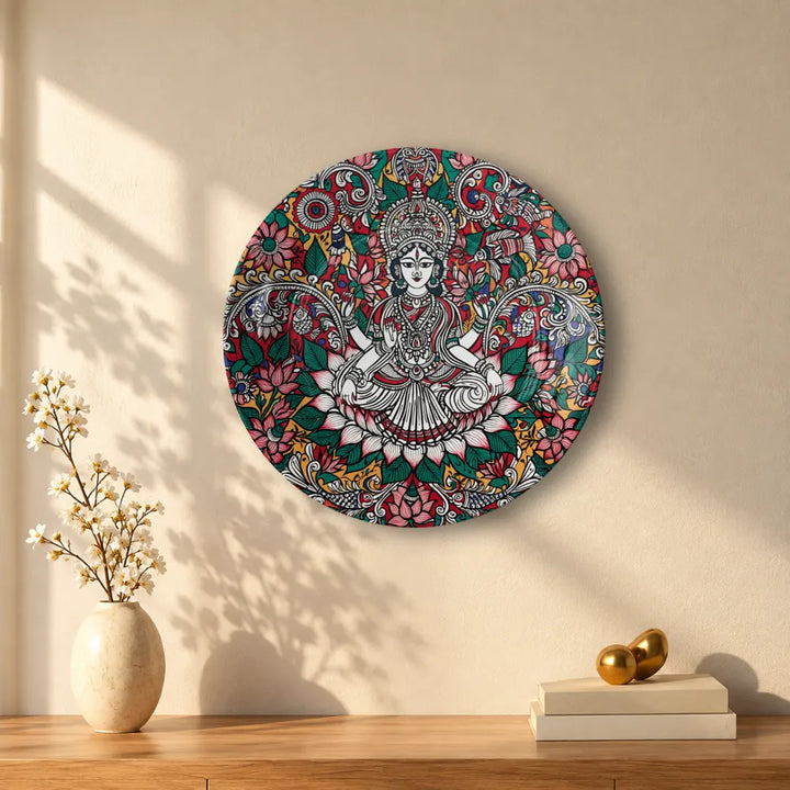 Divine Goddess Lakshmi Lotus Folk Art