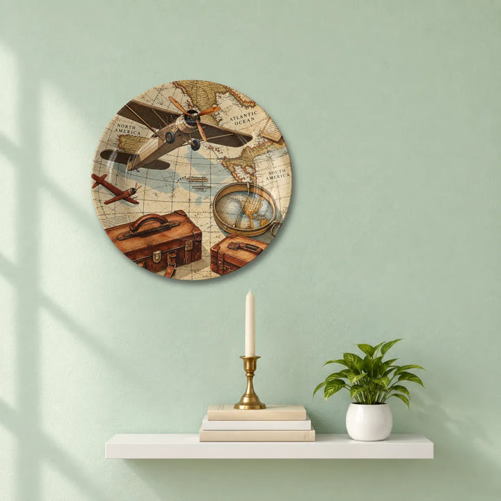 Vintage Aviation World Map & Airplane