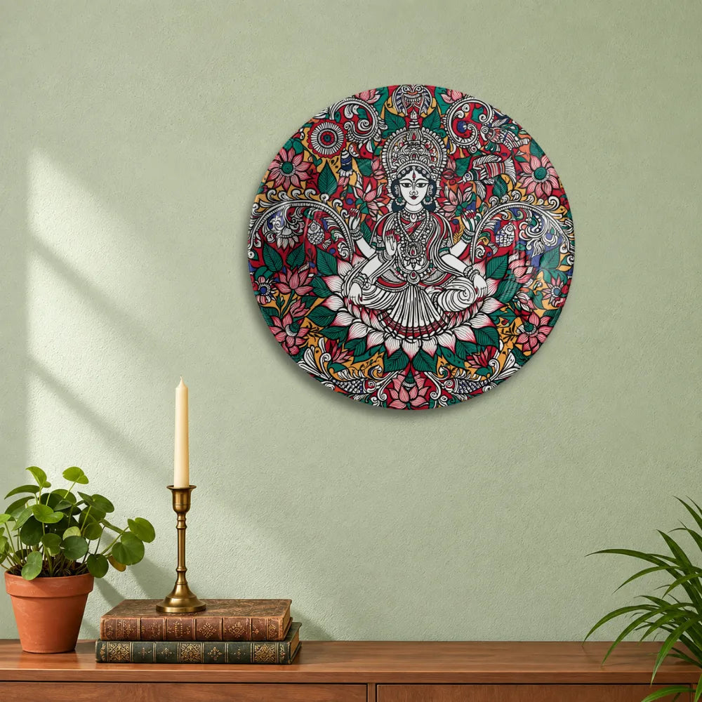 Divine Goddess Lakshmi Lotus Folk Art