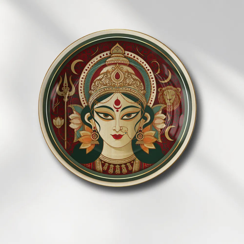 Divine Maa Durga Traditional Red & Green