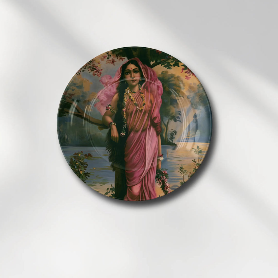Raja Ravi Varma Inspired Lady in Pink Saree