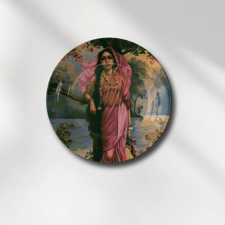 Raja Ravi Varma Inspired Lady in Pink Saree
