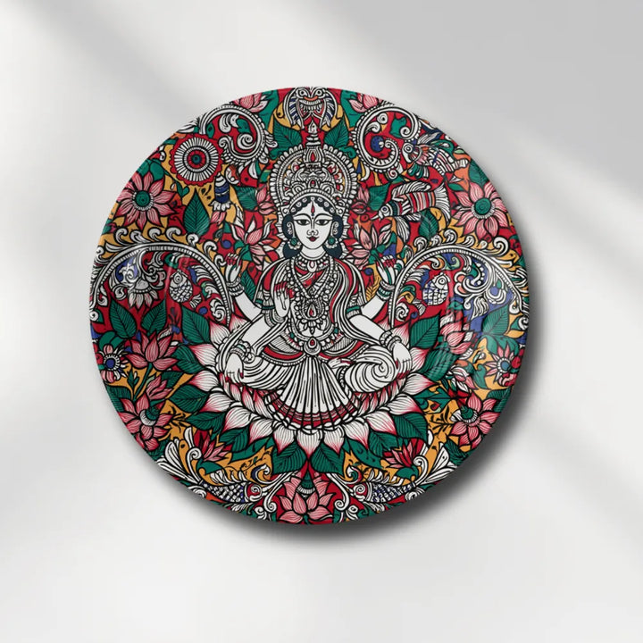 Divine Goddess Lakshmi Lotus Folk Art