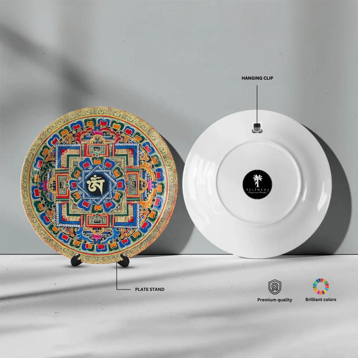 Tibetan Om Mandala Art Plate