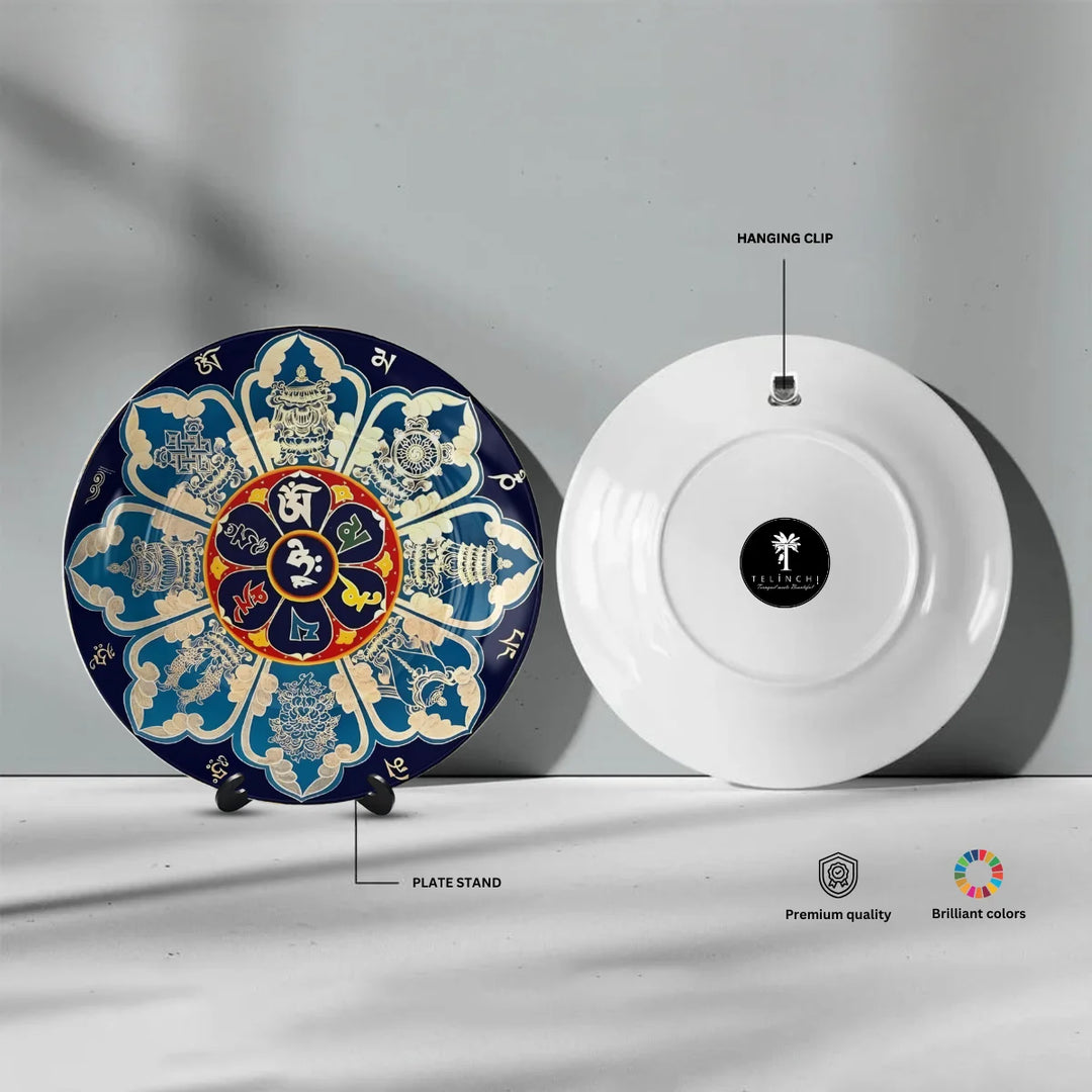 Tibetan Eight Symbols Mandala Plate