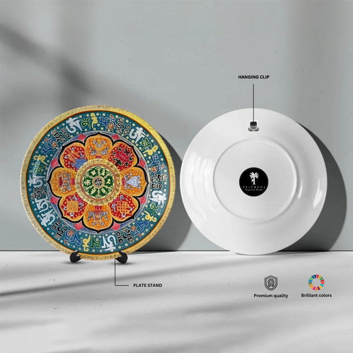 Tibetan Mantra Lotus Art Plate