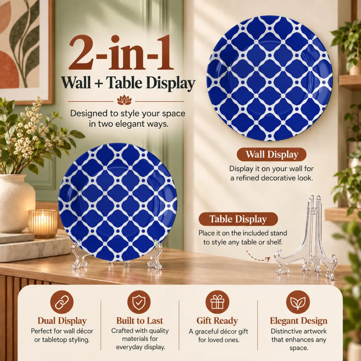 Royal Blue & White Moroccan Geometric Lattice