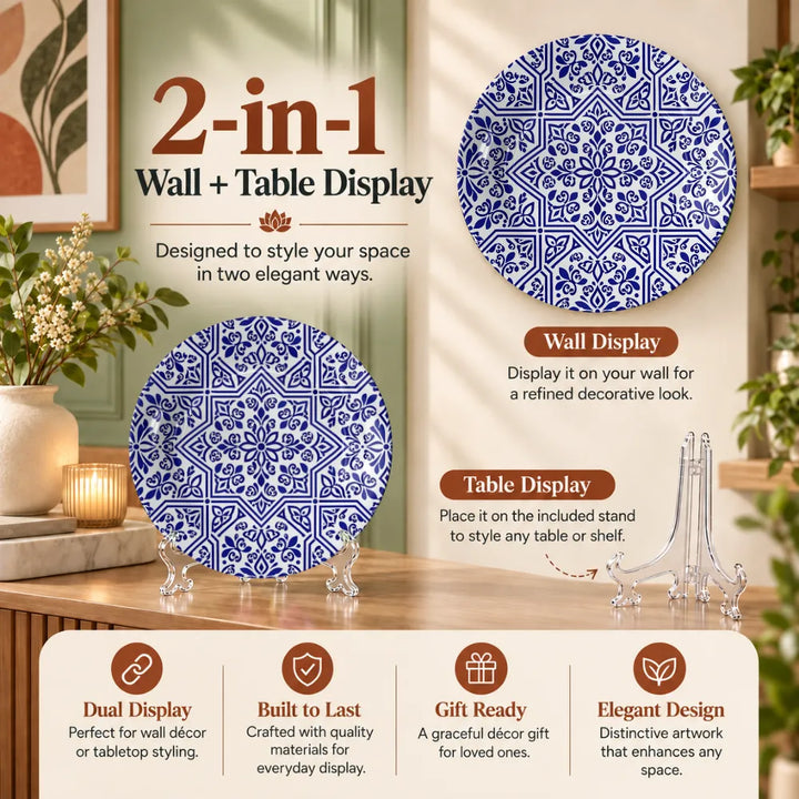 Royal Blue & White Floral Star Geometric Mandala