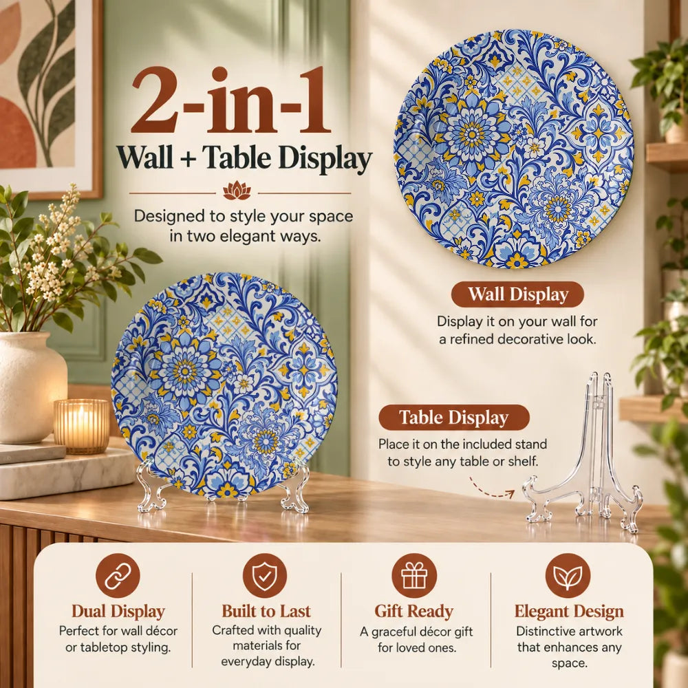 Royal Blue & Yellow Floral Blue Pottery