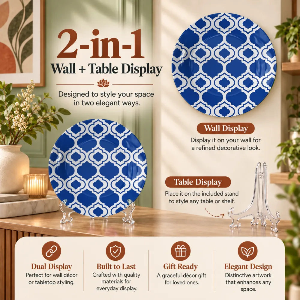 Royal Blue & White Moroccan Trellis Geometric