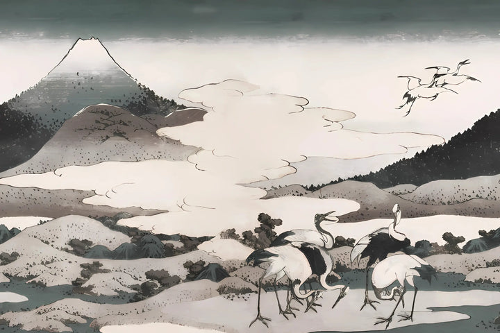 Crane Dance Over Hills