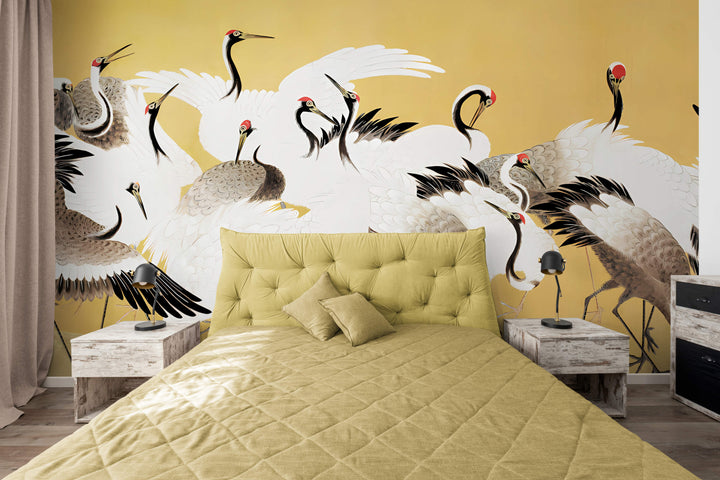 Cranes in Gold Harmony