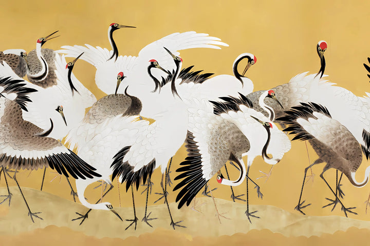 Cranes in Gold Harmony